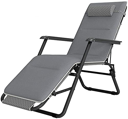 FWZJ Patio Chairs Reclining For Heavy People Folding Deck Chairs Sunbeds For Camping And Gardens Outdoor Camping Chairs-Navy+Cotton Pad-Navy+cott