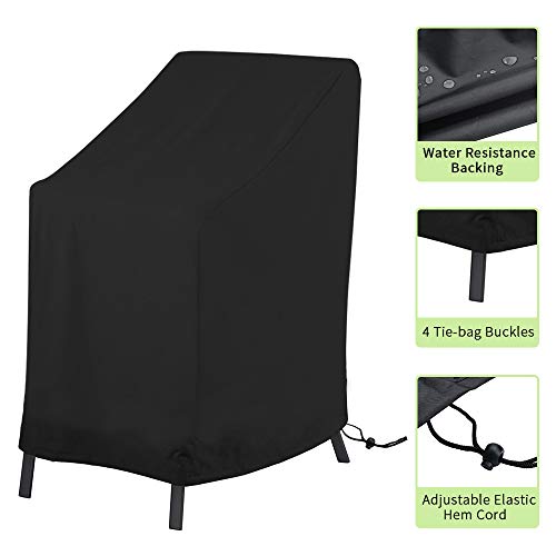 KANOSON Garden Stacking Chair Cover, Waterproof Patio Chair Covers Windproof, Anti-UV Heavy Duty, 210D Oxford Fabric Protective Cover for Outdoor