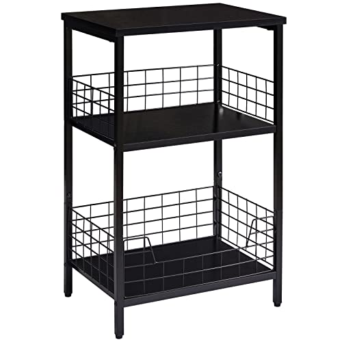 YMYNY 3 Tier End Table with Storage Rack, Side Table Small Nightstand, Coffee Table, Industrial Style, Small Table in Living Room and Bedroom, 40