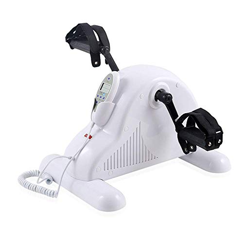 LUNEZY Electric Pedal Exerciser for Seniors Portable Fitness Cycle for Arm/Leg Exercise Mini Cycling Trainer Stationary Exercise Leg Peddler - Fi