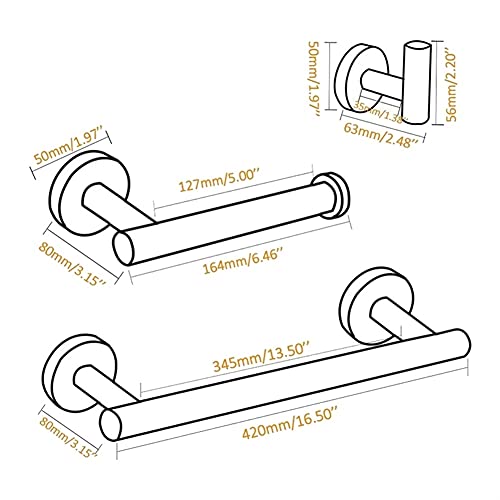 HIGOH Towel Racks, Towel Rail for Bathroom,Bathroom Hardware Set,Robe Hook Towel Rail Bar Rack Bar Shelf Tissue Paper Holder Towel Bar Set