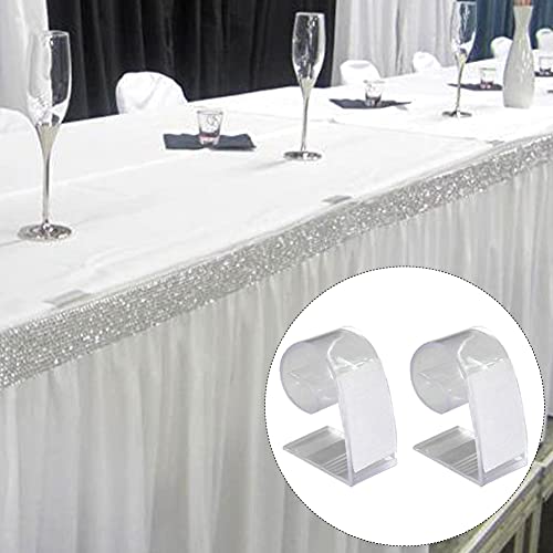 Faderr Tablecloth Clips, Table Skirt Clip, Table Skirt Clip with Ve-lcro, Clear Table Cover Cloth Clamps Holder with Hook and Loop for Wedding Ba