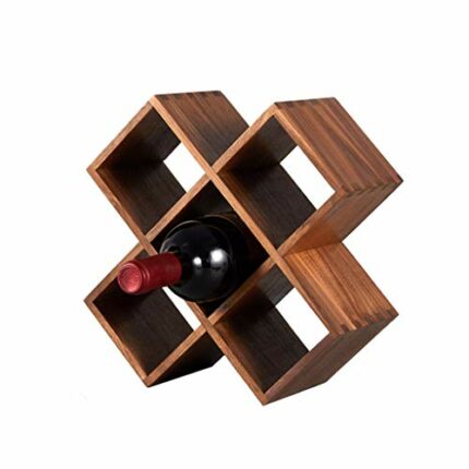 DLOETT Walnut Solid Wood Wine Shelf Japanese Style Household Small Creative Wine Bottle Display Stand Diagonally Placed Ornaments
