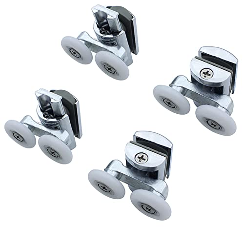 KEABATH 4pcs Shower door rollers shower glass door roller, shower twin wheels runner pulleys, solid zinc alloy 23mm diameter wheels for Shower en