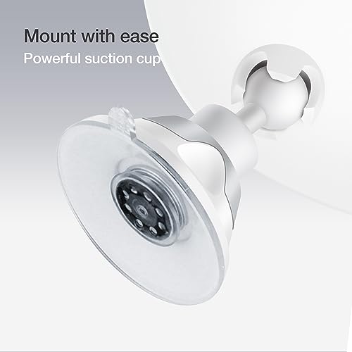 Fancii 10X Magnifying Makeup Mirror with LED Lights - Dimmable True Natural Daylight, USB & Battery, Strong Suction Cup, 20cm Wide - Luna (Silver