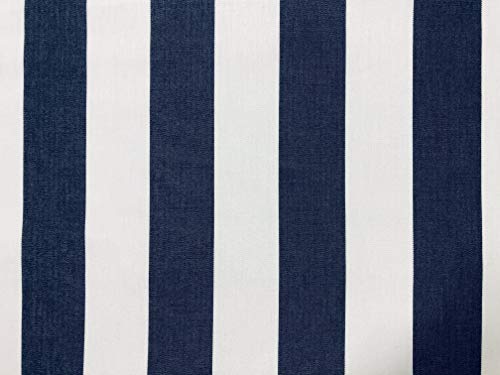 Navy Blue & White Striped DRALON Outdoor Fabric Acrylic Teflon Waterproof Upholstery Material for Cushion Gazebo Beach - 160cm Wide (Sold by The