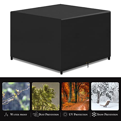 PATIO PLUS large Cube Garden Table Furniture Covers, Outdoor Square Rattan Cube Furniture Set Covers,420D Oxford fabric, Waterproof, Windproof, A