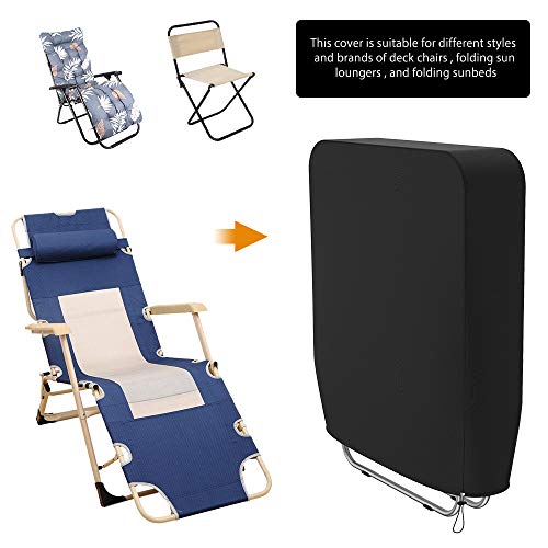 sigaer Outdoor Folding Recliner Chair Cover Garden Folding Reclining Chair Cover Zero Gravity Windproof 190T Cover with Storage Bag for Home Gard