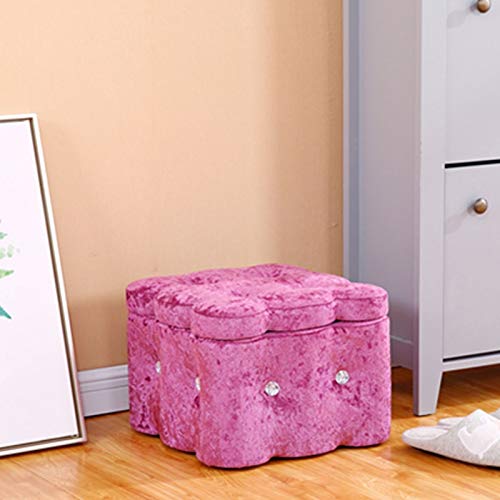 LUKEO Solid Wood Shoes Bench Home Wear Shoes Bench Fabric Storage Sofa Short Seat Pier Fitting Room Small Stool (Color : Argento)