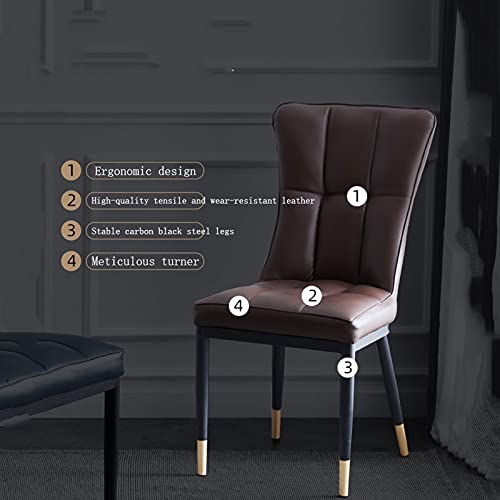 Kitchen Dining Room Furniture Chairs Dining Chairs Set Of 6 Matte PU Leather Upholstered Kitchen Side Chairs Mid Century Modern Metal Leg Living