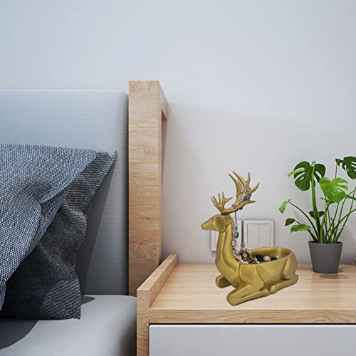 Tytlyworth Moose Resin Home Decor - Resin Reindeer Statue Key Holder - Sitting Deer Statues Christmas Reindeer Home Decor for Living Room TV Cabi