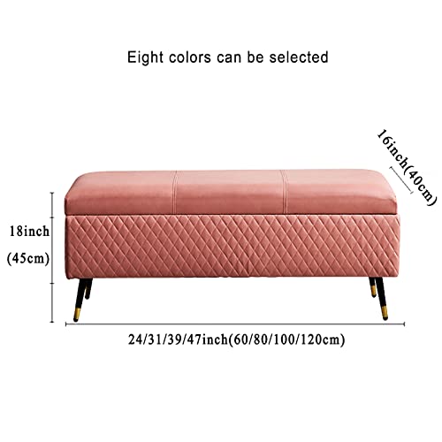 Leather Storage Bench,Premium Storage Bench End of Bed Upholstered Bench,Modern Bedroom Bench Entryway Bench with Storage-Green 100x40x45cm(39x16