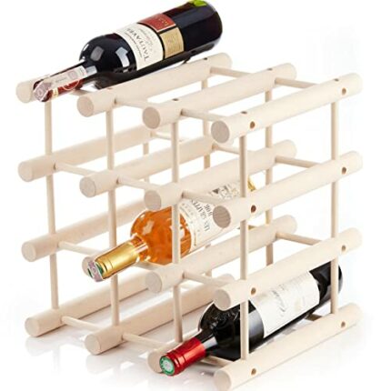Wooden Wine Rack for 12 Bottles - Modular, Extendable, Customisable to Your Needs - Practical for Kitchen or Bar - Modular Wine Rack - Natural Be