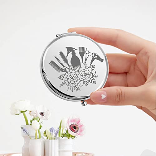 KEYCHIN Hair Barber Pocket Mirror Hair Stylist Gift Hairdresser Compact Makeup Mirror for Women Girls (Hair Barber Mirror)