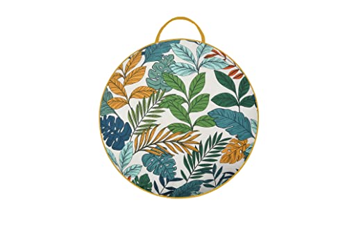 Sleepdown Outdoor Tropical Pattern Outdoor Decorative Round Filled Cushion - Water Resistant Cotton Cushion Garden Furniture Outside Bench Sofa -