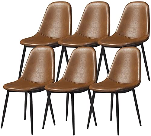 dining chair Retro Lounge Kitchen Chairs Set Of 6 Metal Legs PU Leather Seat for Office Lounge Bars Living Rooms Leisure Areas Cafes (Color : Bla