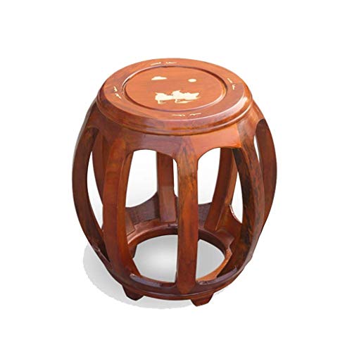 LUKEO Wooden bench- Drum Stool Guzheng Stool Antique Chinese Small Stool Round Retro Wooden Home Solid Wood Coffee Table Bench