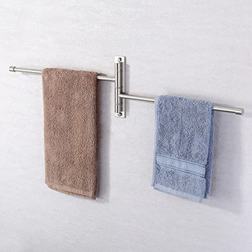 KES Swivel Towel Rail SUS304 Stainless Steel Bathroom Towel Holder with 2 Swing Bars Wall Mounted Brushed Finish, A2102S2-2