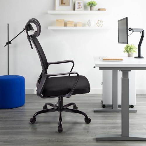 T-THREE. Adjustable headrest Office Chair Ergonomic Mesh Swivel Chair Office chair Desk Chair Lumbar Support Height Adjustable 360°Swivel Rocking