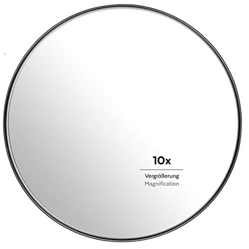 PARSA Beauty Suction Cup Shower Mirror Bathroom Mirror with 10x Magnification Black Matte