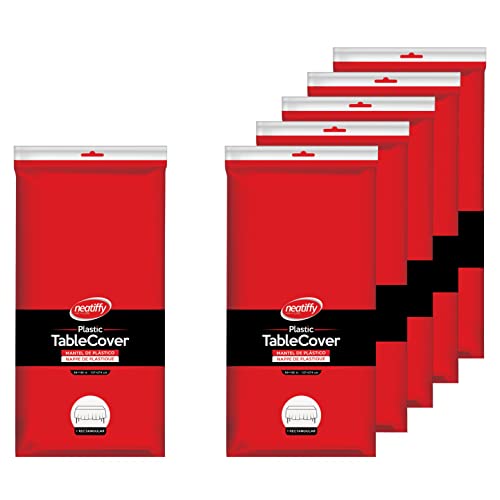 Neatiffy 6 Pack Plastic Table Cloth Picnic/Party/Banquet, Disposable/Reusable Table Cover (White Golden Dot)