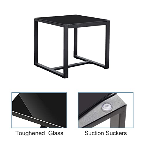 Devoko Rattan Bistro Set 2 Seater 3 Piece Garden Furniture Set Outdoor Patio Furniture with Cushion and 1 Glass Coffee Table for for Balcony, Yar