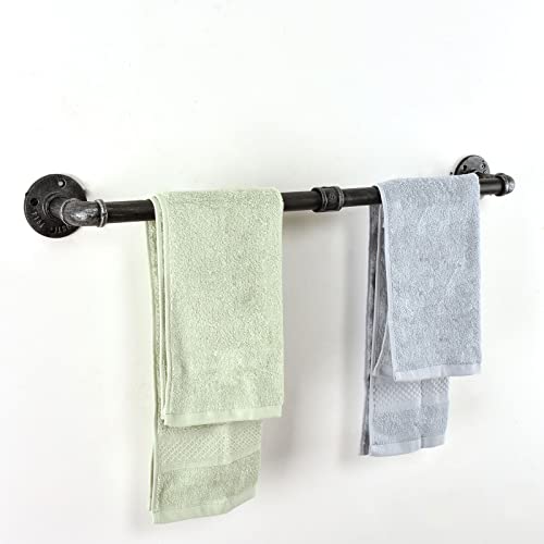 LINKPIPES Pipe Towel Bar Wall Mounted Industrial Towel Rack Holder Rustic Heavy Duty Bathroom Hardware(24 inch,Black Gray)