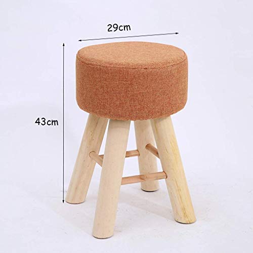 EYHLKM Solid Wood Stool, Dressing Stool Fashion Makeup Chair Home Dining Stool Round Small Stool Wooden Bench Sponge Filled Seat