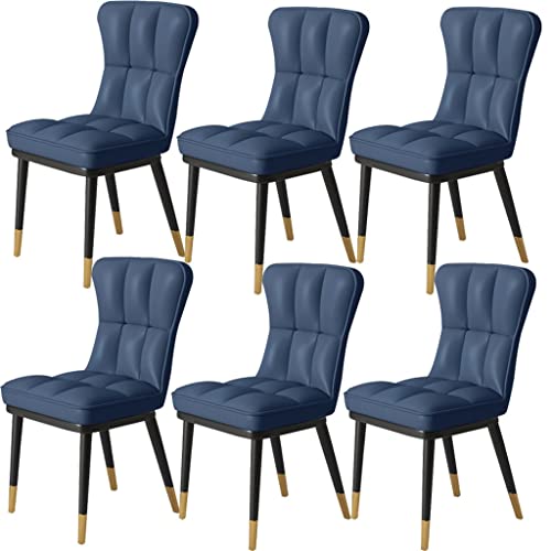Kitchen Dining Room Furniture Chairs PU Leather Dining Chair Set Of 6 High Back Soft Seat Soft Padded Seat Kitchen Chair with Metal Chair Legs Fo