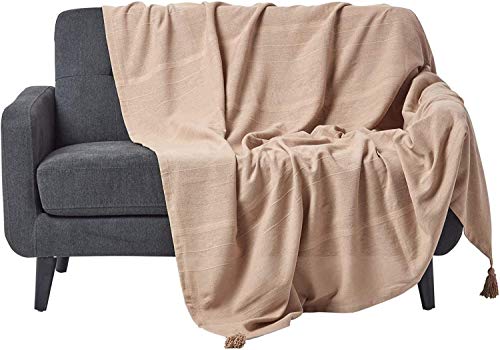 HOMESCAPES - Rajput Ribbed Throw 100 x 140 Inches Teal 100% Cotton, Suitable for most 3 Seater Sofas or Double, King bedspreads, Easy care, washa