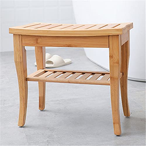 JJZXD Household Bathroom Stool Solid Wood Waterproof Shoe Changing Stool Storage Stool Anti-corrosion Storage Shelf Bath Tray