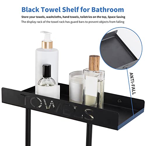 ODSNANIE Wall Mounted Towel Racks, Towel Holder for Small Bathroom Towel Drying Rack Towel-Bars, Drilling Available Towel Shelf Black Towel Stora