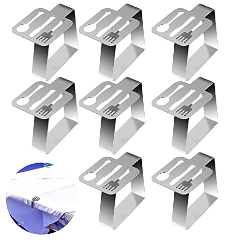 LAMEK 8pcs Decorative Tablecloth Clips Stainless Steel Table Cloth Clamp Thickened Tables Cover Clamps Holder Metal Tablecloth Clip for Home Picn