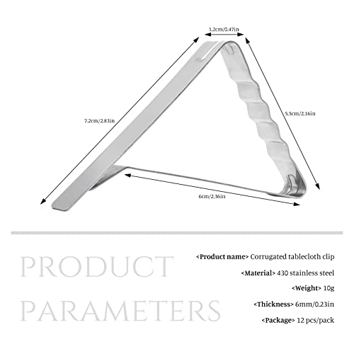 Skyzone 12-Pack Tablecloth Clips, Stainless Steel Tablecloth Clips, Adjustable Tablecloth Clips for Outdoor, Home, Restaurant, Picnic, Party and