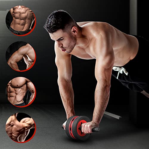 EnterSports Ab Rollers Wheel Kit, Exercise Wheel Core Strength Training Abdominal Roller Set with Push Up Bars, Resistance Bands, Knee Mat Home G