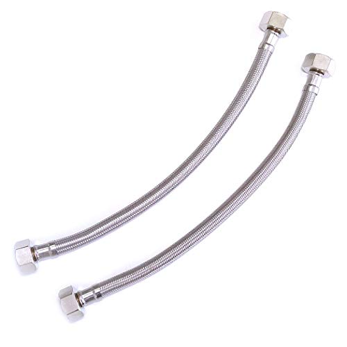 Pair of 1/2" x 1/2" BSP (600mm) Flexible Connectors | DIY Repalcement Bathroom/Kitchen/Boiler Flexi Hose Pipes Tail
