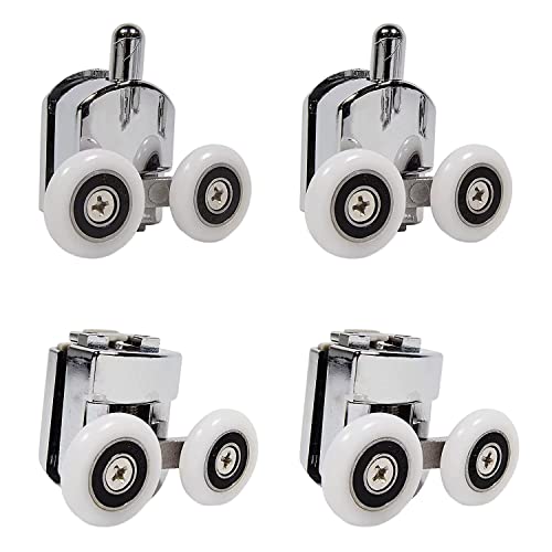 Set of 4 Twin Shower Door Rollers Runners Wheels Pulleys 23mm Wheel Diameter Top Bottom Bathroom Replacement Parts