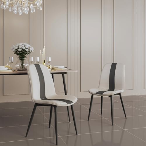 Mondeer Dining Chairs Set of 4, Fabric Upholstered Seat with Metal Legs, Modern Stitching Design for Dining Room Living Room Kitchen Reception Of