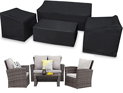 Patio Furniture Cover 4-Piece,Outdoor Garden Furniture Covers ,Upgraded 420D Heavy Duty Oxford Fabric Garden Table Cover with Air Vent Windproof