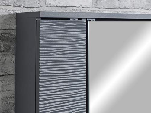 House & Homestyle Jessie Grey Ripple Mirror Cabinet, Particleboard-15mm Particleboard-3mm Particleboard-30mm Nominal MDF/Particleboard with Textu