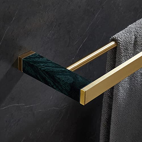 HIGOH Towel Racks, Towel Rail for Bathroom,Light Brass Brushed Towel Bar,Bathroom Hand Towel Holder,Double-Bar Nordic Bathroom Marble