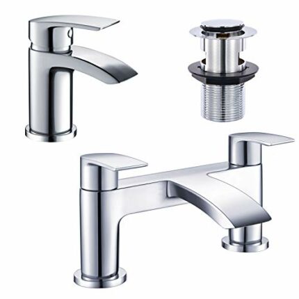 [Bath Tap & Bathroom Sink Tap] Hapilife Basin Mixer Monobloc Tap Waterfall and Bath Filler Tub Tap Chrome
