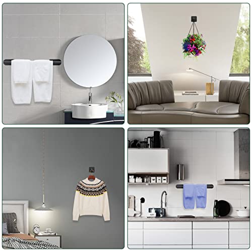 Black Towel Rail Set,JiGiU 5 Pieces Self Adhesive Bathroom Hardware Kit 16 inch Hand Towel Holder,Toilet Paper Holder & 3 Towel Hook SUS304 Stain