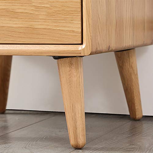 maozi Solid Wood Bedside Table with Double Drawer Design, Simple and Bedroom Solid Wood Bedside Table