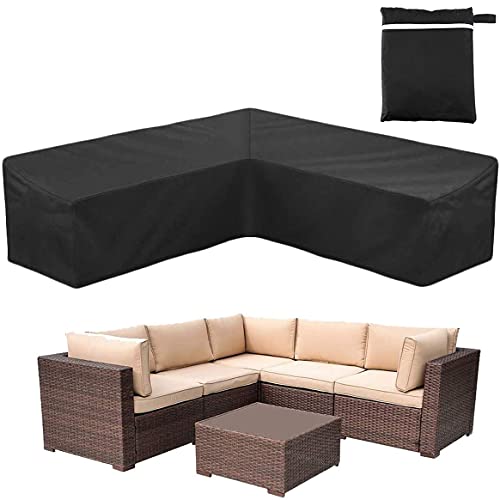 Corner Sofa Cover COOSOO Outdoor Garden Furniture Cover Waterproof Durable 210D Oxford V/L Shaped Sectional Couch Rattan Corner Sofa Table Chair