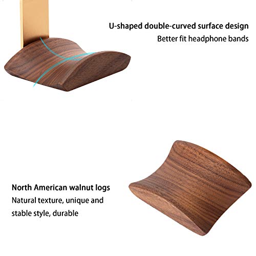 Headphone Hook Holder Hanger Mount,Headset Stand Hook Wall Mount Walnut Wood Headphone Holder for Audio,Studio &PC Gaming Headphones (walnut)
