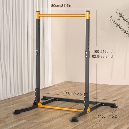 Multifunctional Pull Up Bar Height Adjustable Gymnastic Bar Pullup Bar Dip Bar Pull-Up Bar Strength Training Workout Exercise Fitness Equipment F