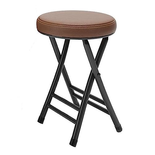Folding Stool Metal Padded, Space Saving High Round Stool, Stackable Dining Chair Simple Portable Small Bench, For Breakfast, Office Stool, Foldi