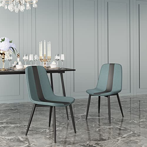 Mondeer Dining Chairs Set of 2, Fabric Upholstered Seat with Metal Legs, Modern Stitching Design for Dining Room Kitchen Living Room Reception Of