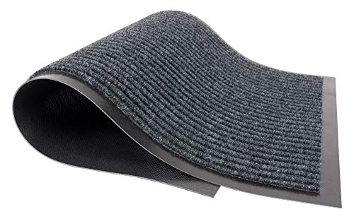 KAF Home Ribbed Door Mat, Durable Indoor Outdoor Entry Way Rug, Mud-Rooms, High Traffic Areas, Garages, Storefronts and Everyday Home Use, Gray B